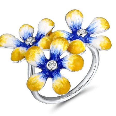 Sterling Silver Ring Enamel,White Cubic Zirconia (R312188ENASL925)