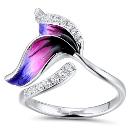 Sterling Silver Ring Enamel,White Cubic Zirconia (R312189ENASL925)