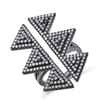 Sterling Silver w/ Black Plating Ring White Cubic Zirconia (R312210WCZSB925)