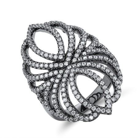 Sterling Silver w/ Black Plating Ring White Cubic Zirconia (R312214WCZSB925)