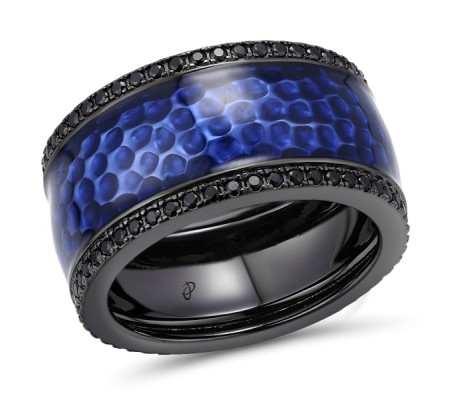 Sterling Silver w/ Black White Plating Ring Black spinel,Enamel (R312232ENASK925)