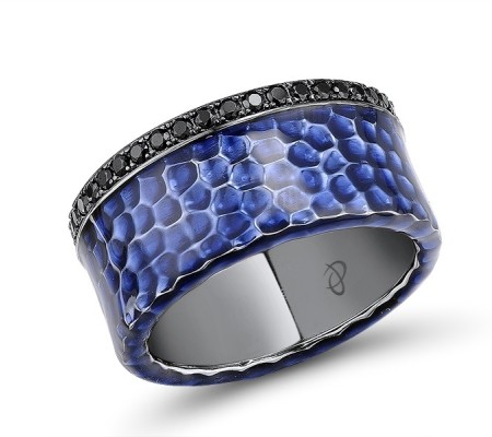 Sterling Silver w/ Black White Plating Ring Black spinel,Enamel (R312260CENASK925)