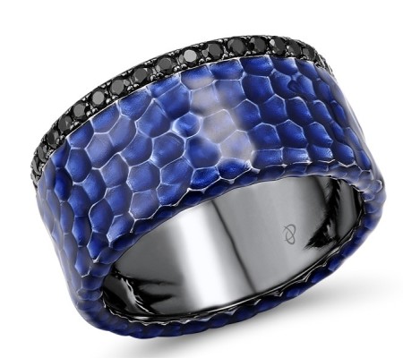 Sterling Silver w/ Black White Plating Ring Black spinel,Enamel (R312260ENA1SK925)