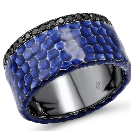 Sterling Silver w/ Black White Plating Ring Black spinel,Enamel (R312260ENA1SK925)