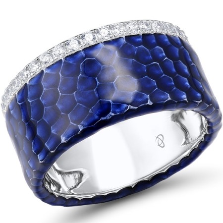 Sterling Silver Ring Enamel,White Cubic Zirconia (R312260ENASL925)