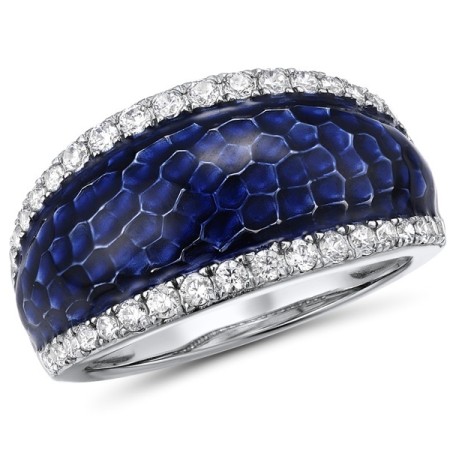 Sterling Silver Ring Enamel,White Cubic Zirconia (R312264ENASL925)