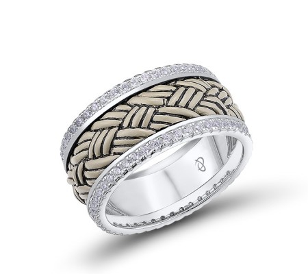 Sterling Silver Ring Enamel,White Cubic Zirconia (R312266AENA1SL925)