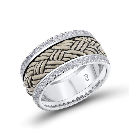 Sterling Silver Ring Enamel,White Cubic Zirconia (R312266AENA1SL925)