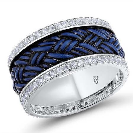 Sterling Silver Ring Enamel,White Cubic Zirconia (R312266AENASL925)