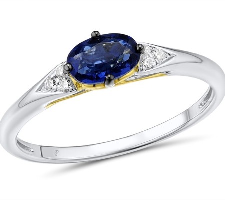 14KYWB Ring Blue Sapphire,Diamond (R312449SAP14KYWB) - US 8