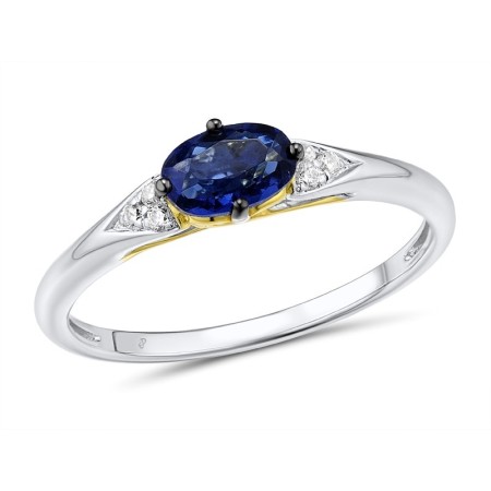 14KYWB Ring Blue Sapphire,Diamond (R312449SAP14KYWB) - US 8