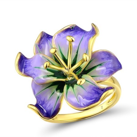 Sterling Silver w/ Yellow Plating Ring Enamel (R312528ENASY925)