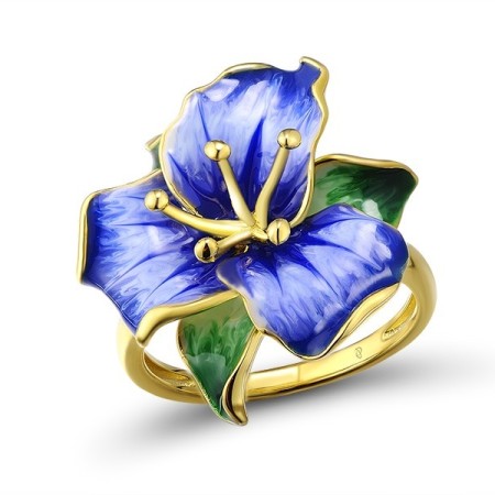 Sterling Silver w/ Yellow Plating Ring Enamel (R312529ENASY925)