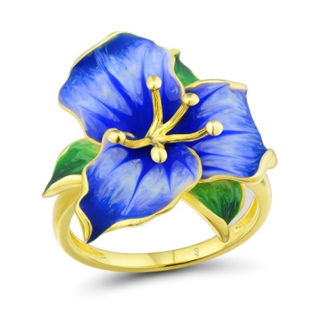 Sterling Silver w/ Yellow Plating Ring Enamel (R312529ENSSY925)