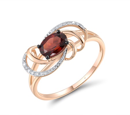 14KRWB Ring Diamond,Garnet (R312555GAN14KRWB) - US 8.5