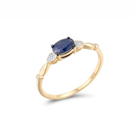 14KYWB Ring Blue Sapphire,Diamond (R312567SAP14KYWB) - US 6
