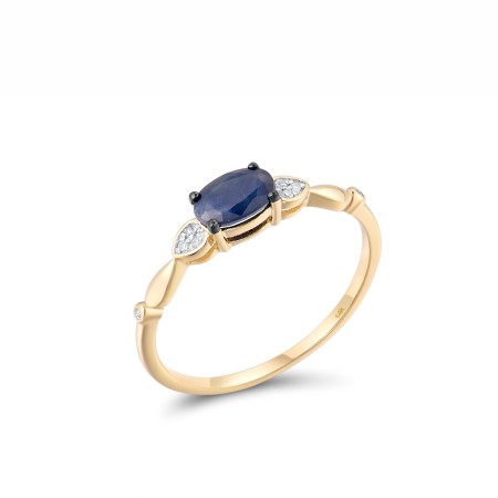 14KYWB Ring Blue Sapphire,Diamond (R312567SAP14KYWB) - US 6