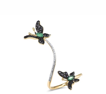 14KYWB Ring Blue Sapphire,Diamond,Emerald (R312582EMS14KYWB)