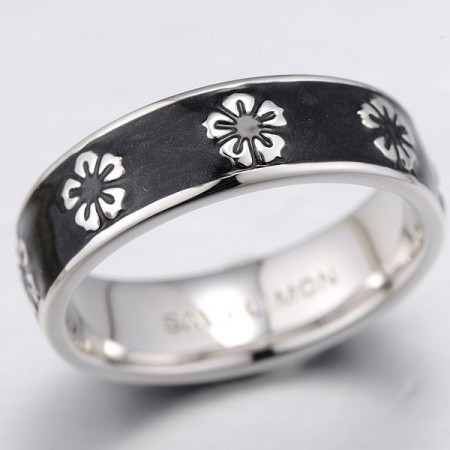 Brass w/ White Gold Plating Ring Enamel (R312600ENABRW)