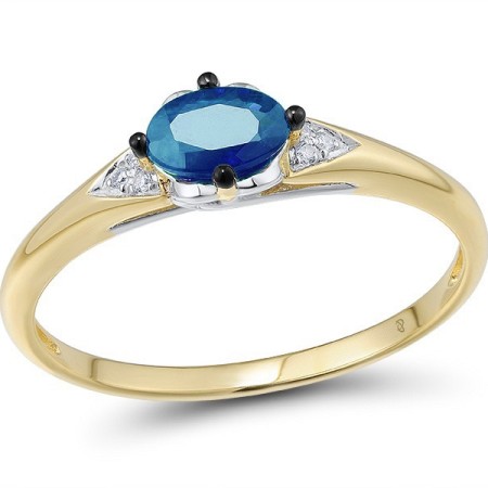 14KYWB Ring Blue Sapphire,Diamond (R312632SAP114KYWB) - US 6