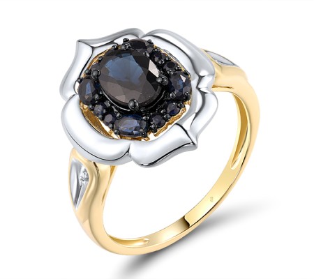 14KYWB Ring Blue Sapphire,Diamond (R312634SAP14KYWB) - US 6.75