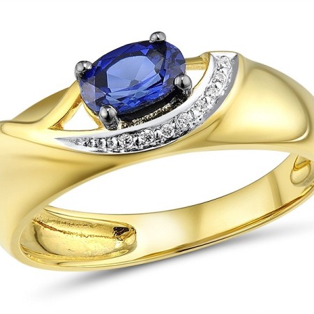 14KYWB Ring Blue Sapphire,Diamond (R312651SAP14KYWB)