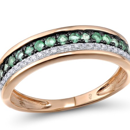 14KRWB Ring Diamond,Emerald R312716EMR14KRWB - US 7