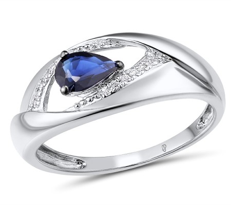 14KWB Ring Blue Sapphire,Diamond (R312721SAP14KWB) - US 6