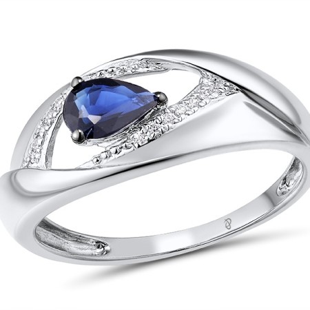 14KWB Ring Blue Sapphire,Diamond (R312721SAP14KWB) - US 6