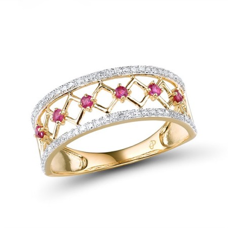 14KYW Ring Diamond,Ruby (R312793ARUY14KYW) - US 7