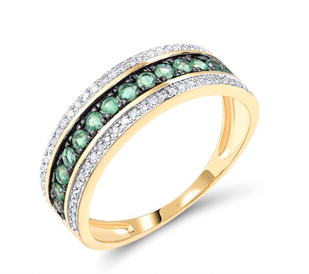 14KYWB Ring Diamond,Emerald (R312809EMR14KYWB) - US 6