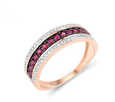 14KRWB Ring Diamond,Ruby (R312809RUY14KRWB) - US 6