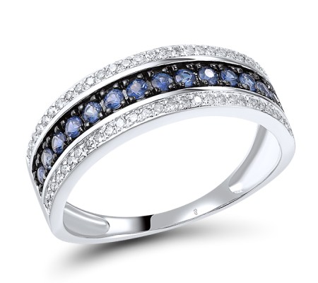 14KWB Ring Blue Sapphire,Diamond (R312809SAP14KWB) - US 7