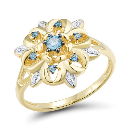 14KYWB Ring Blue Topaz (Swiss Blue),Diamond (R312900BLT14KYWB)