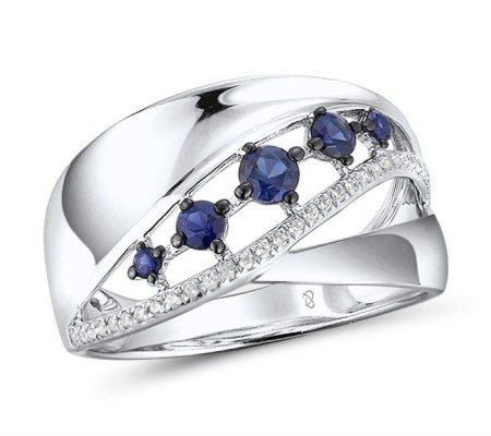 14KWB Ring Blue Sapphire,Diamond (R312965SAP14KWB) - US 6