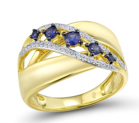 14KYWB Ring Blue Sapphire,Diamond (R312966SAP14KYWB) - US 6
