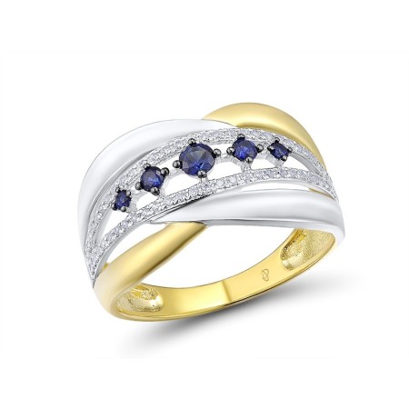 14KYWB Ring Blue Sapphire,Diamond (R312969SAP14KYWB) - US 6