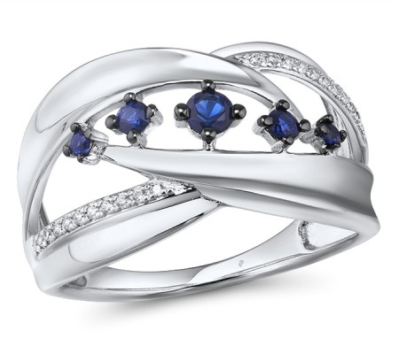 14KWB Ring Blue Sapphire,Diamond (R312970SAP14KWB) - US 6