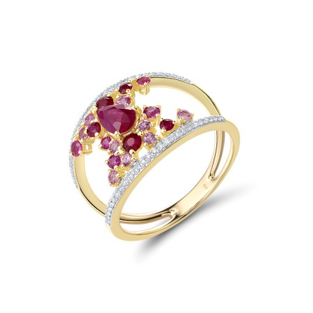 14KYW  Pink Sapphire,Ruby Ring  (R313044PRU14KYW)