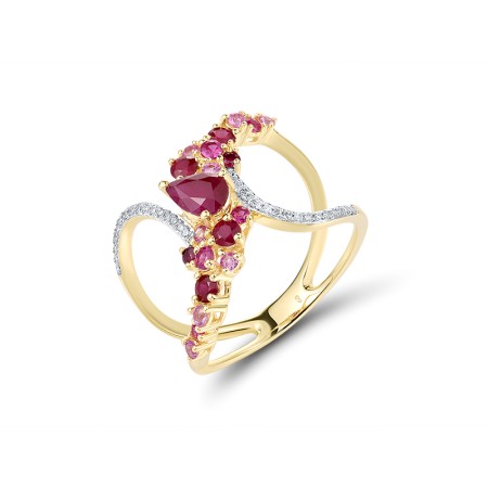 14KYW  Pink Sapphire,Ruby Ring  (R313047PRU14KYW)