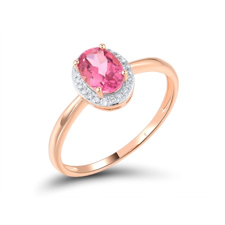 14KRW Ring Diamond,Pink Topaz (R313184PNT14KRW) - US 6.5