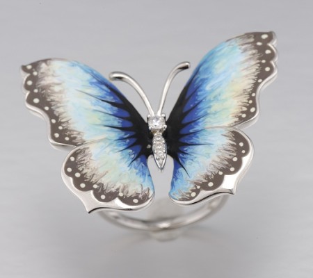 Sterling Silver Ring Enamel,White Cubic Zirconia (R313203ENSSL925)