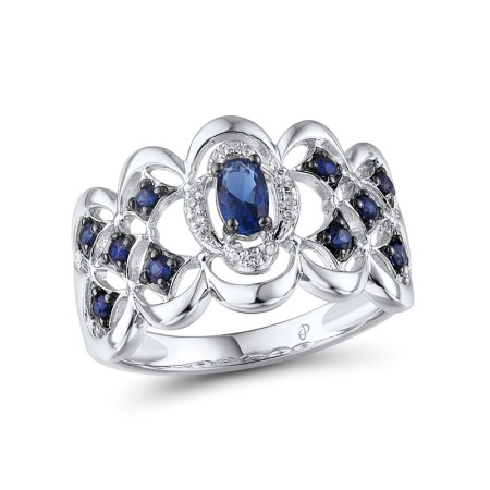14KWB Ring Blue Sapphire,Diamond (R313223SAP14KWB) - US 6