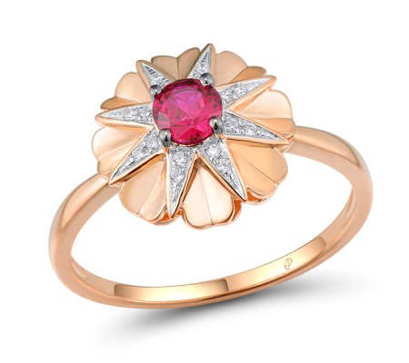 14KRWB Ring Diamond,Ruby (R313311RUY14KRWB) - US 6