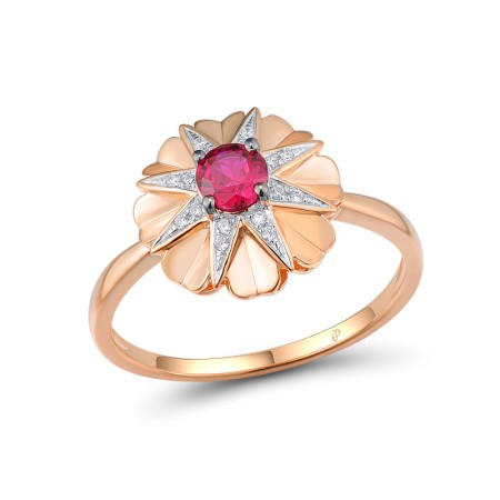 14KRWB Ring Diamond,Ruby (R313311RUY14KRWB) - US 6