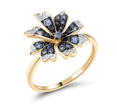 14KYWB Ring Blue Sapphire,Diamond (R313314SAP14KYWB) - US 8