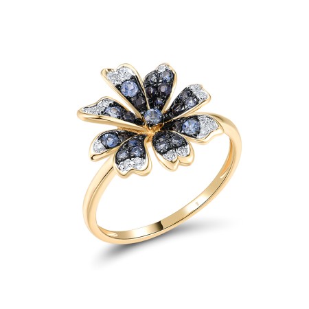 14KYWB Ring Blue Sapphire,Diamond (R313314SAP14KYWB) - US 8