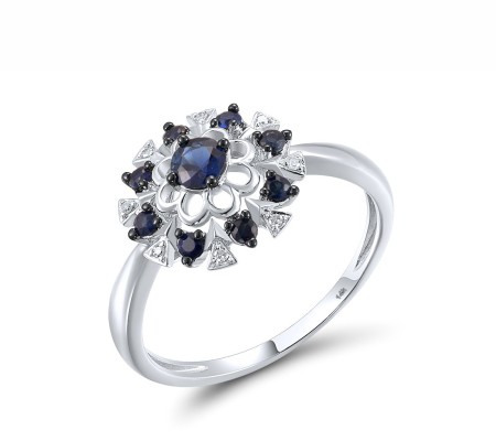 14KWB Ring Blue Sapphire,Diamond (R313361SAP14KWB) - US 6