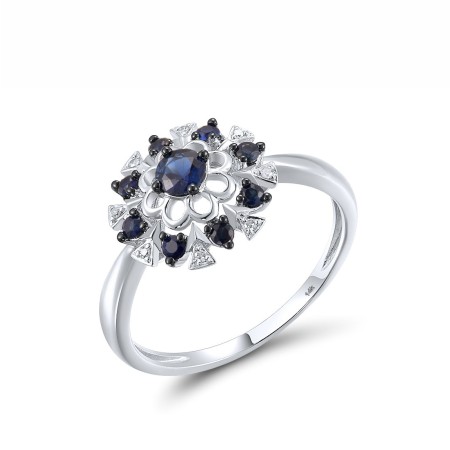 14KWB Ring Blue Sapphire,Diamond (R313361SAP14KWB) - US 6