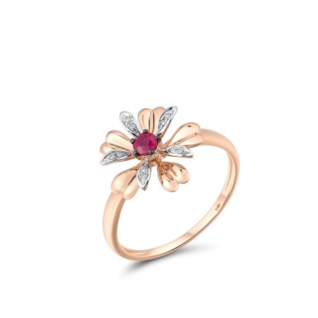 14KRWB Ring Diamond,Ruby (R313372RUY14KRWB) - US 6.5